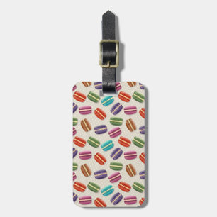 Cute Colorful Macarons Pattern met Polka Dots Bagagelabel