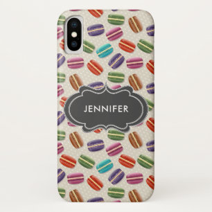 Cute Colorful Macarons Pattern met Polka Dots iPhone X Hoesje