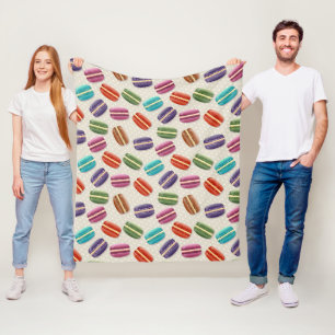 Cute Colorful Macarons Pattern met Polka Dots Fleece Deken