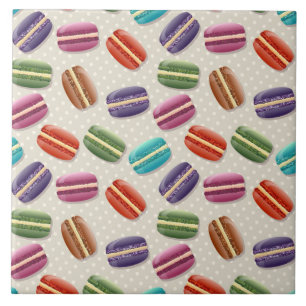 Cute Colorful Macarons Pattern met Polka Dots Tegeltje