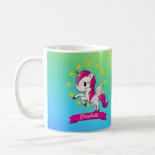 Cute Colorful Magical Unicorn Rainbow Kinder Name Koffiemok