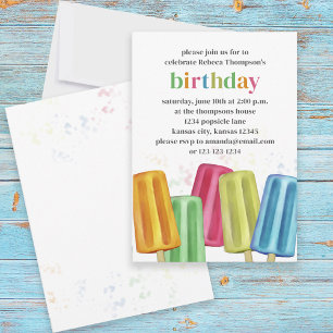 Cute Colorful Modern Birthday Summer Popsicles Kaart
