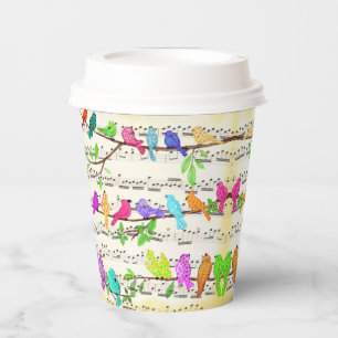 Cute Colorful Musical Birds Symphony - Happy Song Papieren Bekers