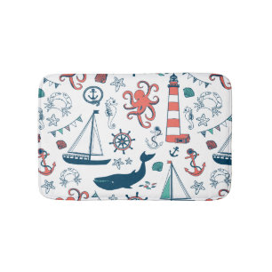 Cute Colorful Nautical Pattern Badmat