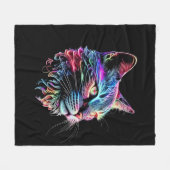 Cute Colorful Neon Cat Fleece Deken (Voorkant (Horizontaal))