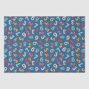 Cute Colorful Numbers Pattern Blue Kinder Tissuepapier