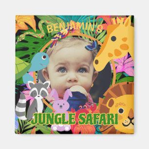 Cute Colorful Oerwoud Safari Animals Kinder Foto Magneet