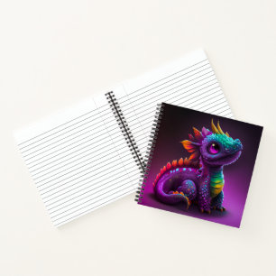 Cute Colorful Paars Dragon Lizard Artwork   Notitieboek