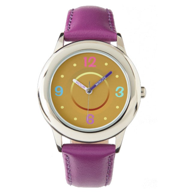 Cute Colorful Paars en Gellow >Girls Watch Horloge (Voorkant)