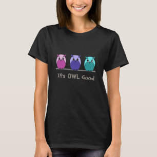 Cute Colorful Paars Pink Blauwgroen Cartoon Owners T-shirt