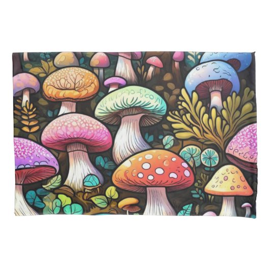 Cute colorful paddenstoelen kussensloop (Voorkant)