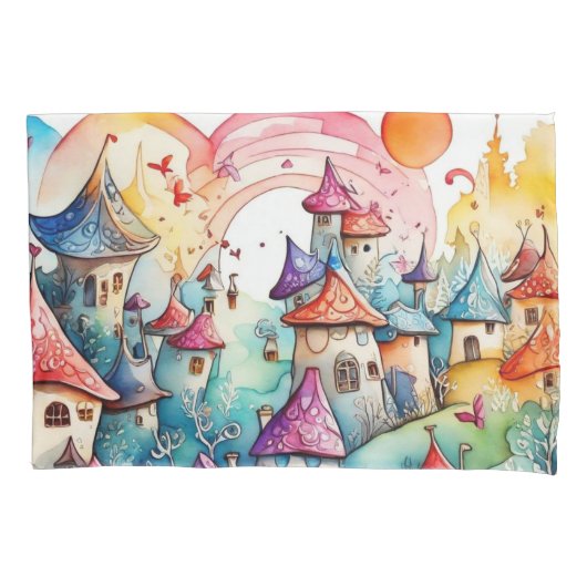 Cute colorful paddenstoelen kussensloop (Voorkant)