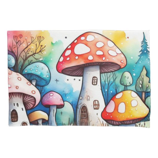 Cute colorful paddenstoelen kussensloop (Voorkant)