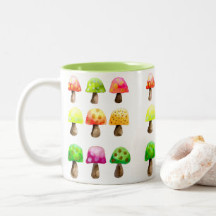 Cute colorful paddenstoelen Two-Tone koffiekoffie- Tweekleurige Koffiemok