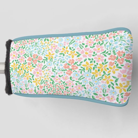 Cute Colorful Pastel Garden Flower Pattern Golfheadcover (Voorkant)