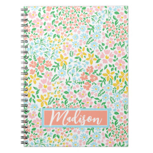 Cute Colorful Pastel Garden Flower Pattern Notitieboek