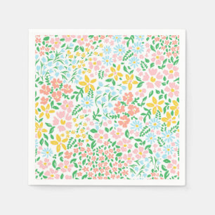 Cute Colorful Pastel Garden Flower Pattern Servet