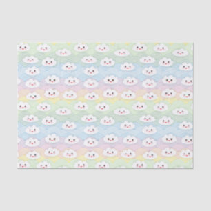 Cute Colorful Pastel Waves Kawaii Clouds Patroon Tissuepapier
