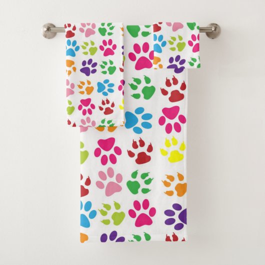 Cute Colorful per Paw Pattern Bad Handdoek (Insitu)