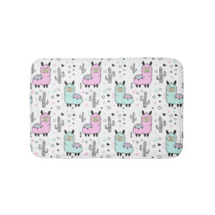 Cute & Colorful Pink Llama kinder Bath Mat