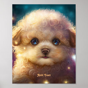 Cute Colorful Poodle Puppy Dog Pet Nursery Poster