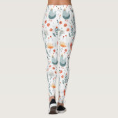 Cute Colorful Poulet Fun Leggings Floraux (Dos)