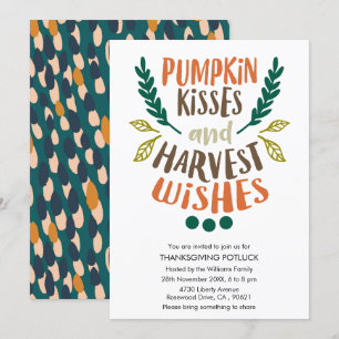 Cute Colorful Pumpkin Kisses Foliage Thanksgiving Kaart
