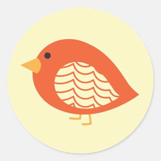 Cute colorful quirky bird classic round sticker (Voorkant)