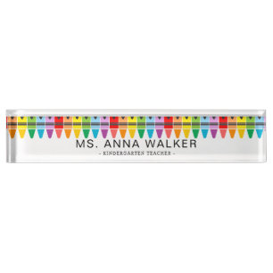 Cute Colorful Rainbow Crayons Kindergarten Naambordje