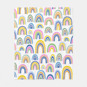 Cute Colorful Rainbow Pattern in Pink and Yellow Fleece Deken