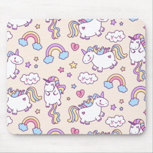 Cute & Colorful Rainbows en Unicorns   Mousepad Muismat
