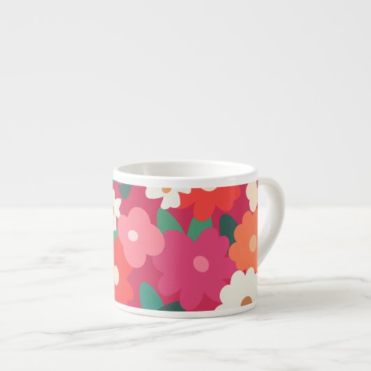 Cute Colorful Retro Florals Espresso Kop (Voorkant rechts)