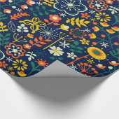 Cute Colorful Retro Flowers Seamless Patroon Cadeaupapier (Hoek)