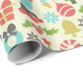 Cute Colorful Retro Kerstmis Cadeaupapier (Rol Hoek)