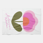 Cute Colorful Retro Scandinavian Flower Custom Theedoek (Horizontaal)