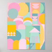 Cute Colorful Scandinavian Geometric Shape Collage Poster (Voorkant)