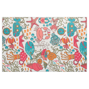 Cute Colorful See-Life Illustratiepatroon 2 Stof