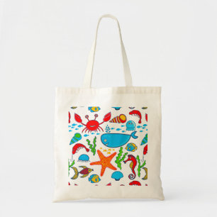 Cute Colorful See-life Illustratiepatroon 2 Tote Bag