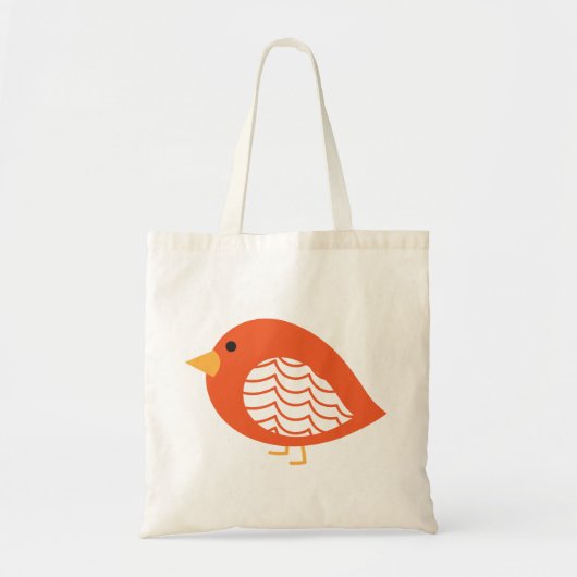 Cute colorful sinaasappel quirky bird canvas tas (Voorkant)
