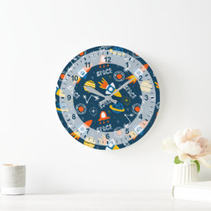 Cute Colorful Space Adventtern Grote Klok