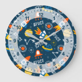 Cute Colorful Space Adventtern Grote Klok (Voorkant)