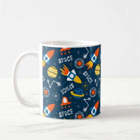 Cute Colorful Space Adventtern Koffiemok (Links)