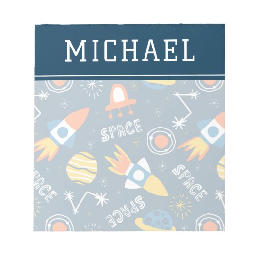 Cute Colorful Space Adventtern Notitieblok (Voorkant)