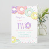 Cute Colorful Sprinkle Donuts 2nd Birthday Kaart (Staand voorkant)