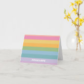 Cute Colorful Striped Pastel Pattern Persoonlijk Kaart (Gele Bloem)