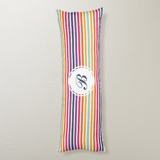 Cute Colorful Striped Pattern Lichaamskussen (Achterkant (Verticaal))