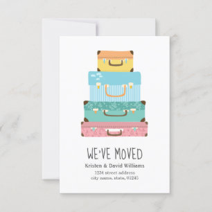 Cute Colorful Suitcase We hebben Moving Aankondiging