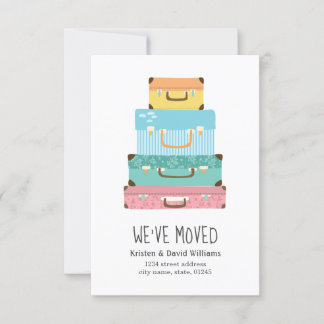 Cute Colorful Suitcase We hebben Moving Aankondiging