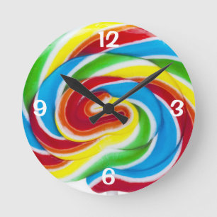 Cute Colorful Sweet Snoep Rainbow Lollipop Ronde Klok