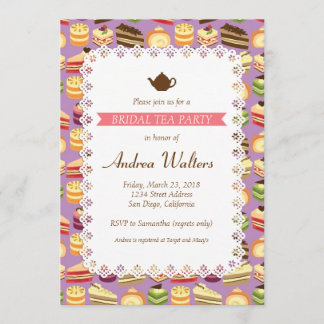 Cute & Colorful Tea Cakes Illustrated Bridal Party Kaart